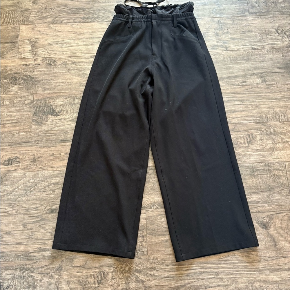 Simple project double waisted wide pants